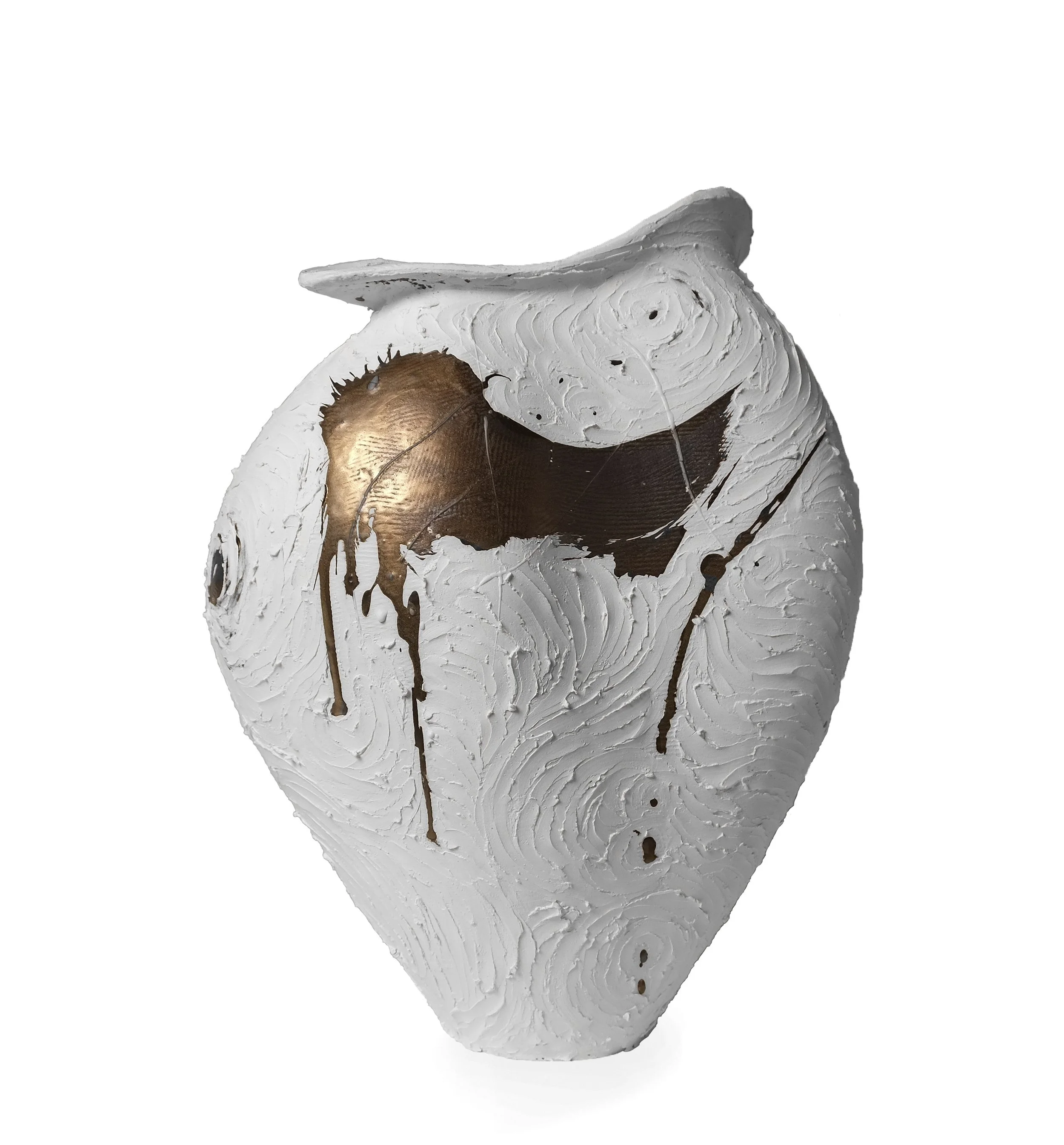 White & Gold Vessel - No 119 — Beverly Morrison